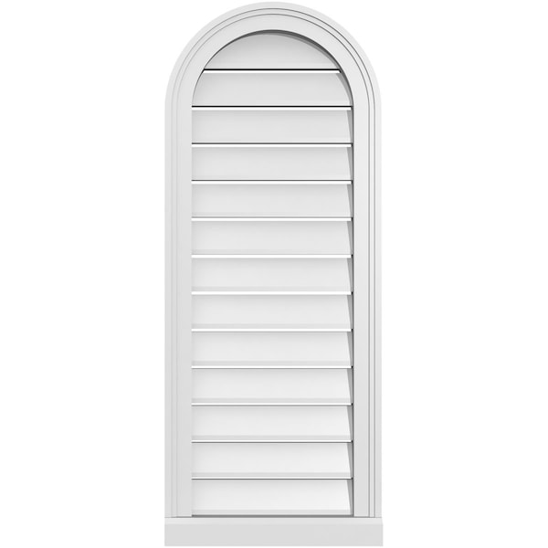 Ekena Millwork Round Top Surface Mount PVC Gable Vent: Functional, w/ 2"W x 2"P Brickmould Sill Frame, 16"W x 40"H GVPRT16X4003SF - main